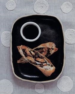 Smoked tofu and wood fungus spring rolls