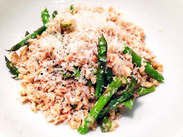 Smoked trout and Parmesan farro