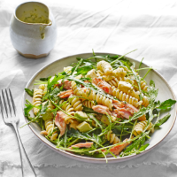Smoked trout and pasta salad with dill dressing