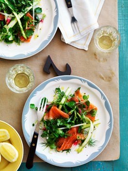 Smoked trout, asparagus and radish salad