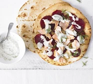 Smoked trout, beetroot & horseradish flatbreads