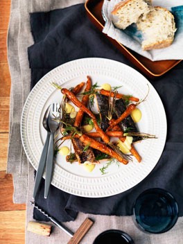 Smoked trout, Dutch carrots and butter sauce