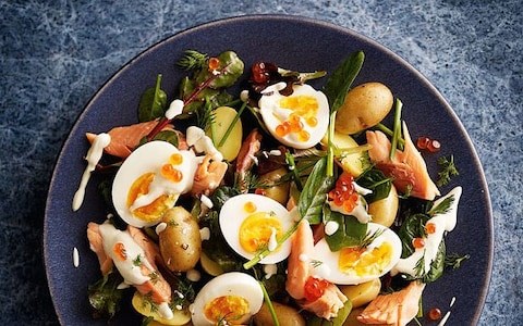 Smoked trout, egg and potato salad