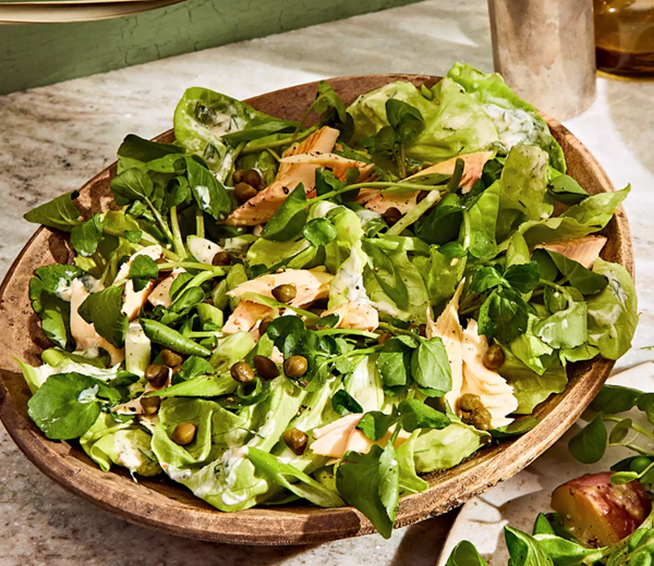 Smoked trout salad with herb & horseradish dressing