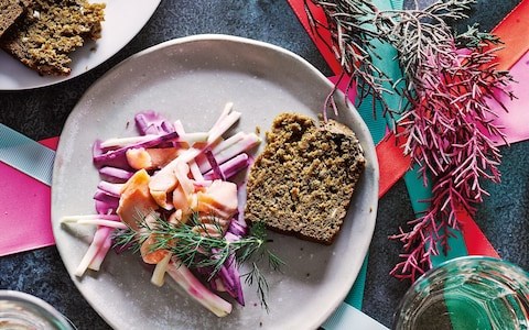 Smoked trout with beetroot remoulade and Guinness bread