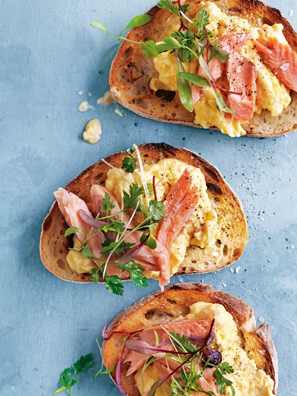 Smoked trout with mascarpone scrambled eggs