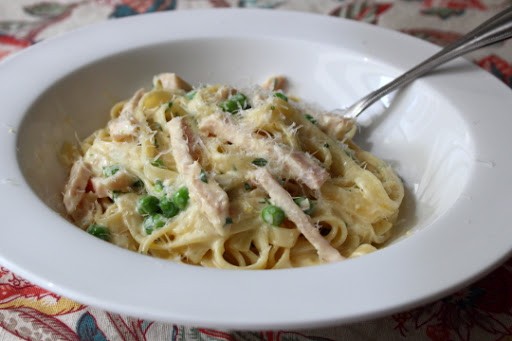 Smoked turkey & spring pea fettuccine