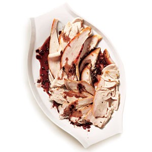 Smoked turkey breast with pomegranate-thyme glaze