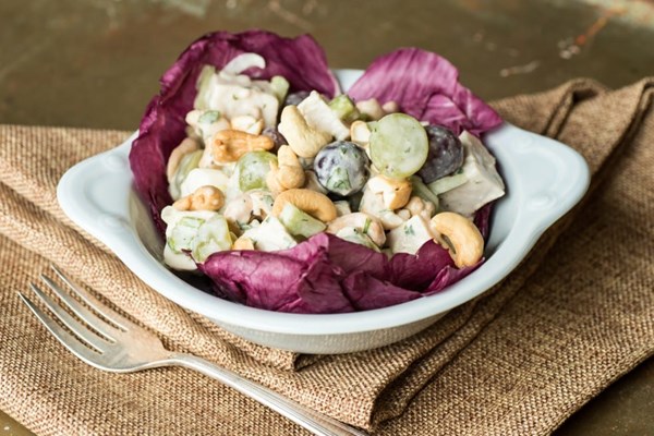 Smoked turkey salad with cashews and sherry dressing