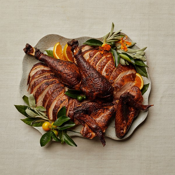 Smoked turkey with barbecue spice rub