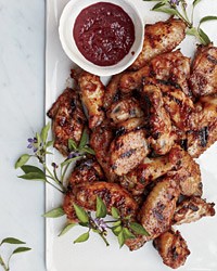 Smokin' sweet chicken wings with cherry barbecue glaze