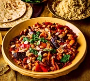 Smoky aubergine & pepper tagine