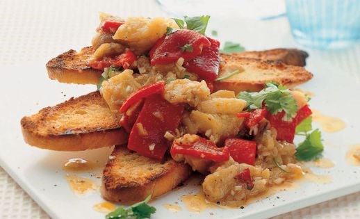Smoky aubergine and pepper salad