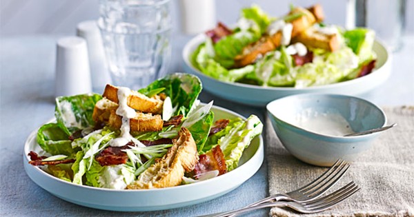 Smoky bacon Caesar with Parmesan croutons
