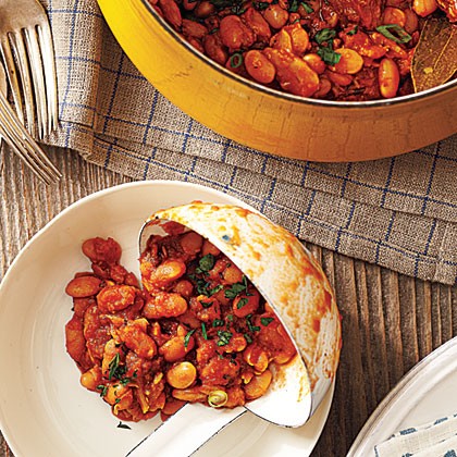 Smoky baked beans with chorizo