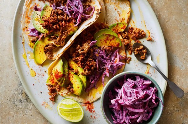 Smoky beef & avocado tacos