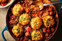 Smoky beef & black bean stew with dumplings