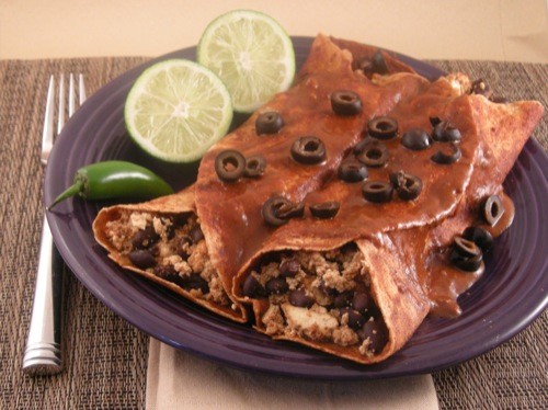 Smoky black bean enchiladas