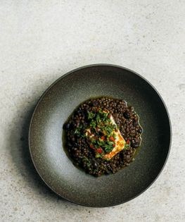 Smoky black lentils and beans