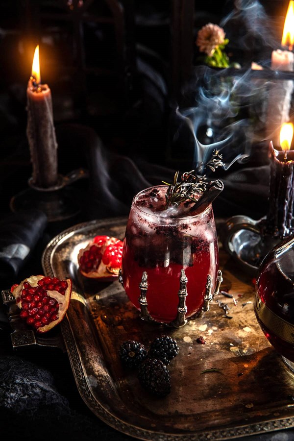 Smoky black pomegranate cocktail
