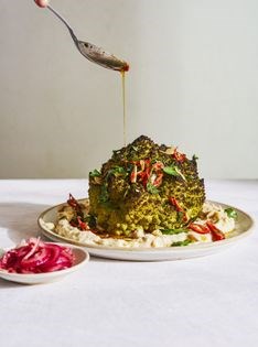 Smoky buttered Romanesco with creamy white beans