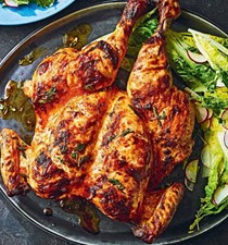 Smoky buttermilk-marinated spatchcock chicken