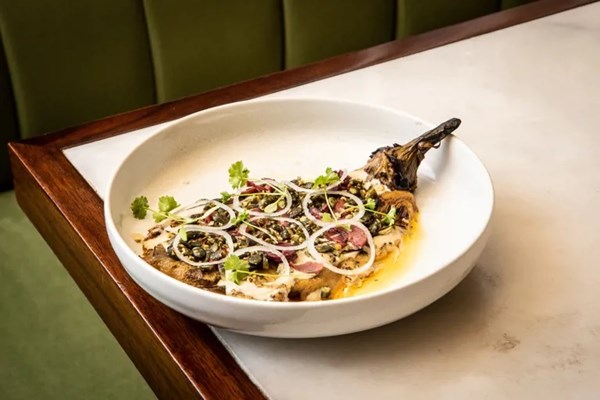 Smoky charred aubergine with tahini dressing