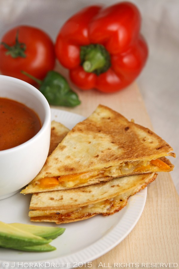 Smoky cheese, pepper & chipotle Mexican quesadillas