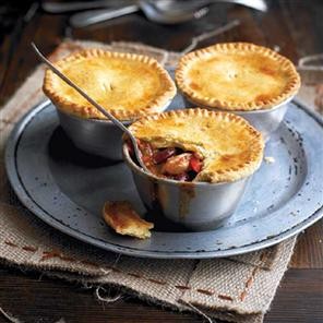 Smoky chicken and bean pot pies with a cornmeal crust