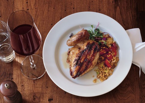 Smoky chicken and wheat berries with bacon
