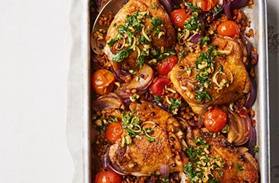 Smoky chicken grain bake