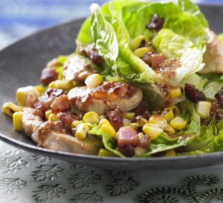 Smoky chicken, sweetcorn and pancetta salad