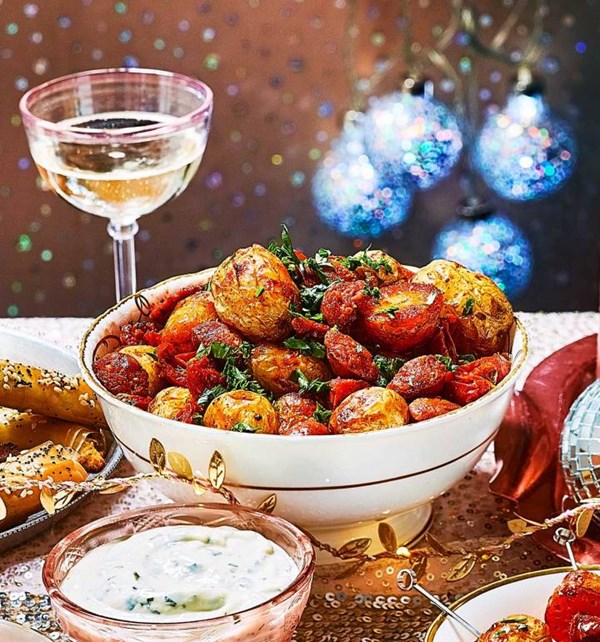 Smoky chorizo and tomato potatoes with parsley aioli