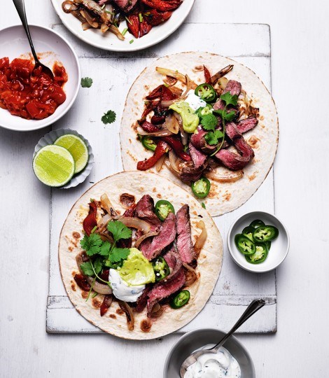 Smoky coriander beef fajitas