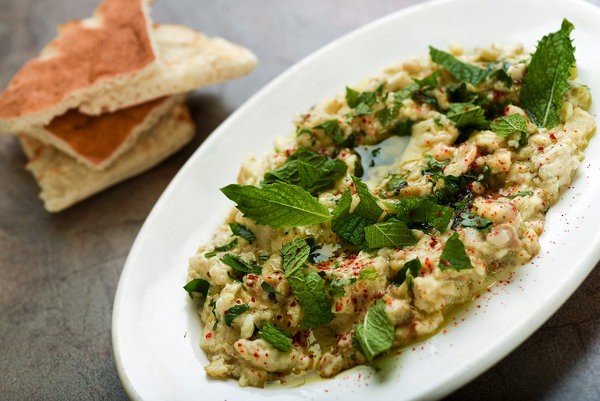 Smoky eggplant salad with yogurt and mint