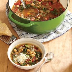 Smoky farro and chickpea soup