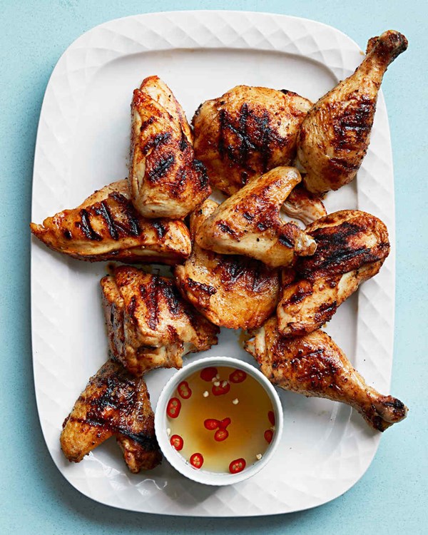 Smoky grilled chicken with sweet vinegar sauce