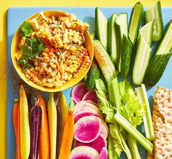 Smoky grilled corn, poblano and cheese dip