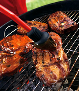 Smoky grilled pork steaks with "magic dust"