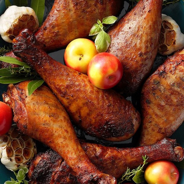 Smoky grilled turkey drumsticks