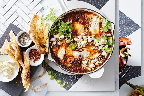 Smoky lamb shakshuka with feta