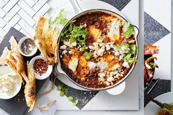 Smoky lamb shakshuka with fetta
