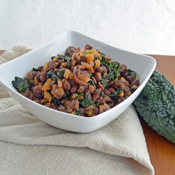 Smoky maple black beans and kale
