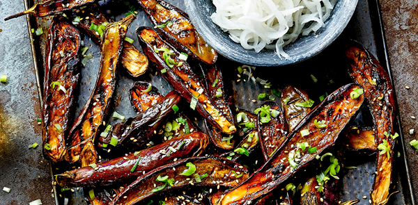 Smoky miso aubergines