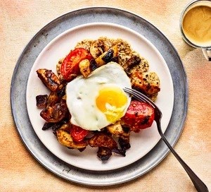 Smoky mushroom & potato hash with oaty thins