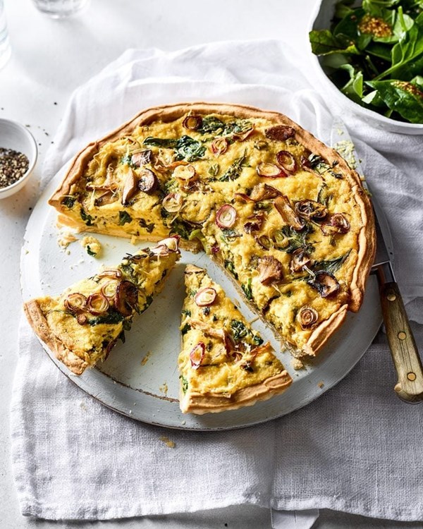 Smoky mushroom quiche