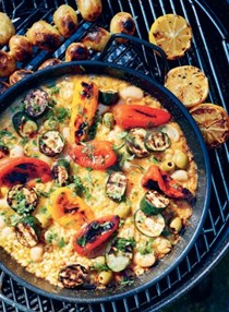 Smoky paella with butter beans and olives