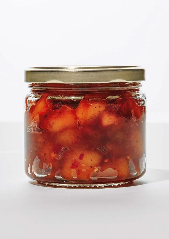 Smoky pepper jelly-mango jam