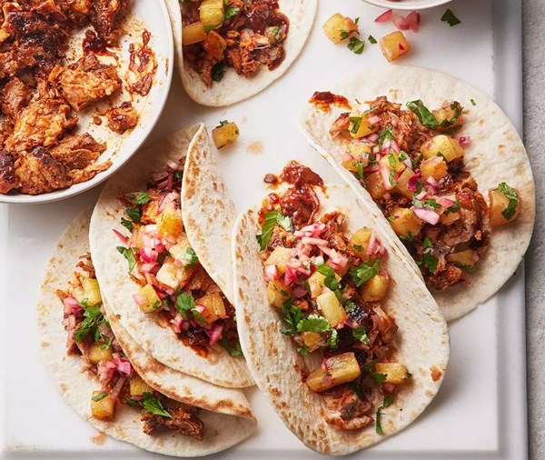 Smoky pork tacos with pineapple salsa