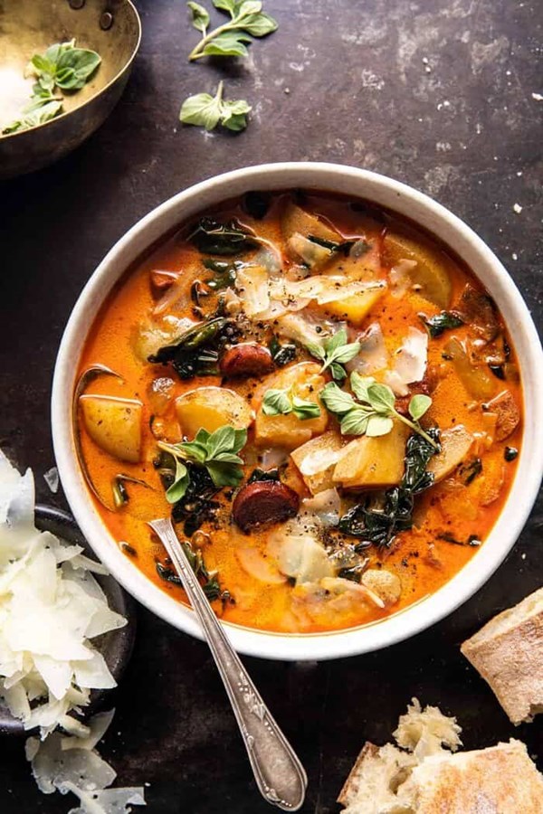 Smoky potato and kale soup